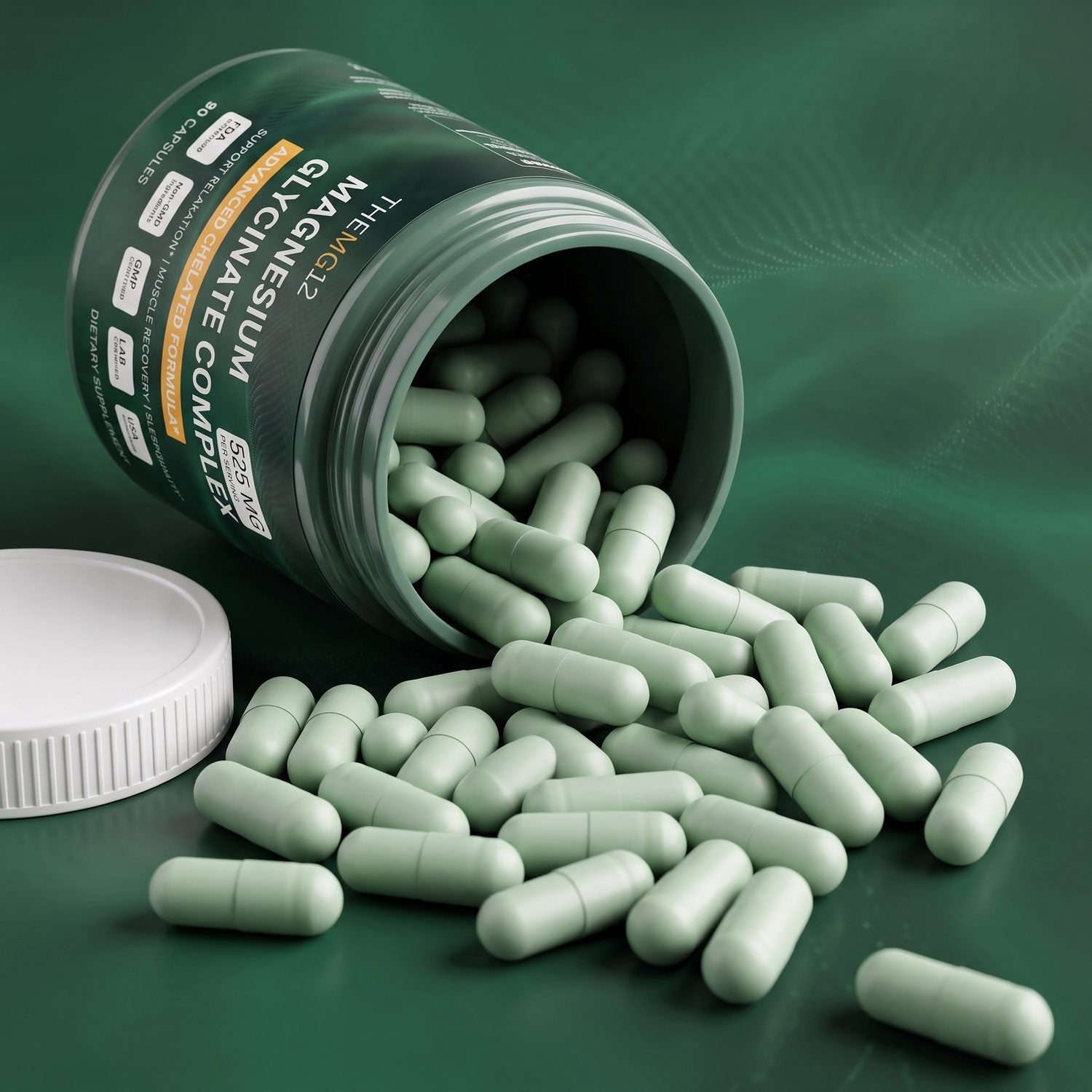Vegetable capsules spilling from the open jar